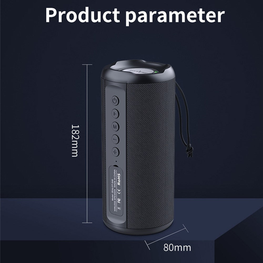 ZEALOT S46 Wireless Bluetooth-compatible Speaker Outdoor IPX5 Waterproof Subwoofer Support AUX/TF Card/U Disk