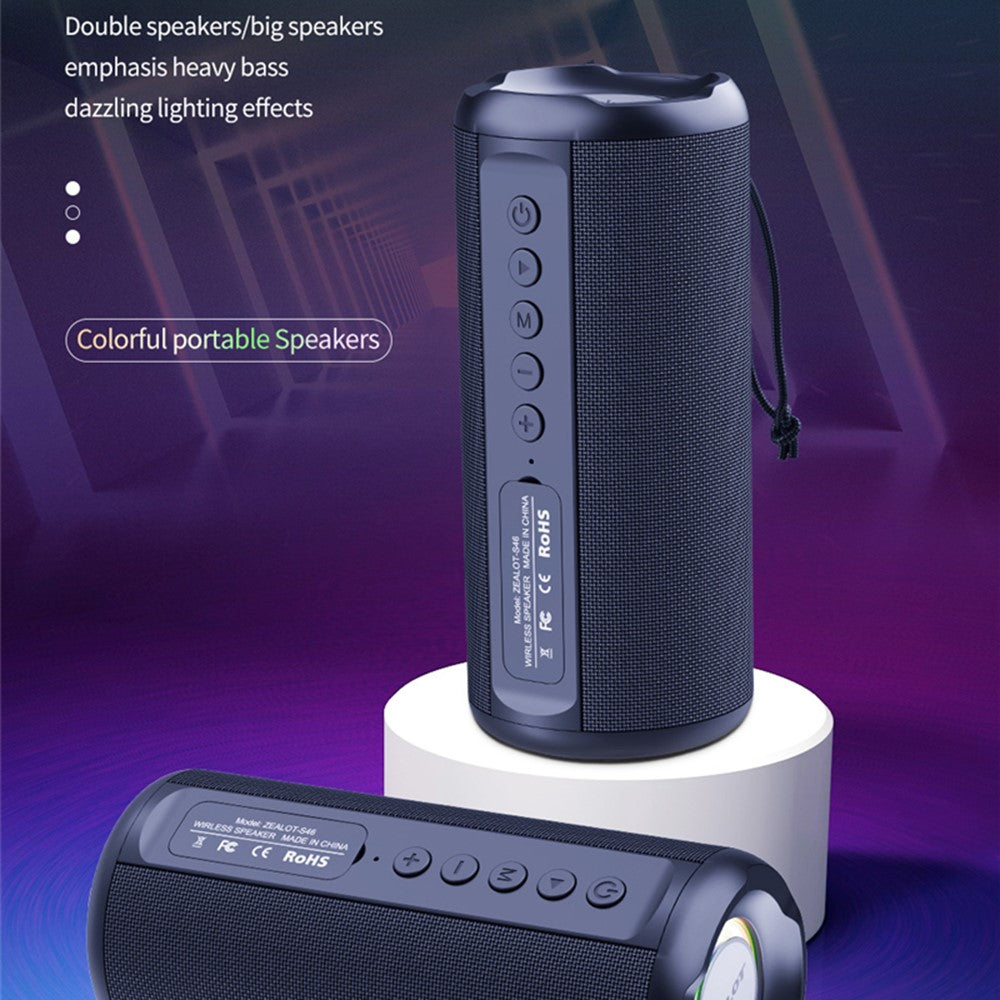 ZEALOT S46 Wireless Bluetooth-compatible Speaker Outdoor IPX5 Waterproof Subwoofer Support AUX/TF Card/U Disk