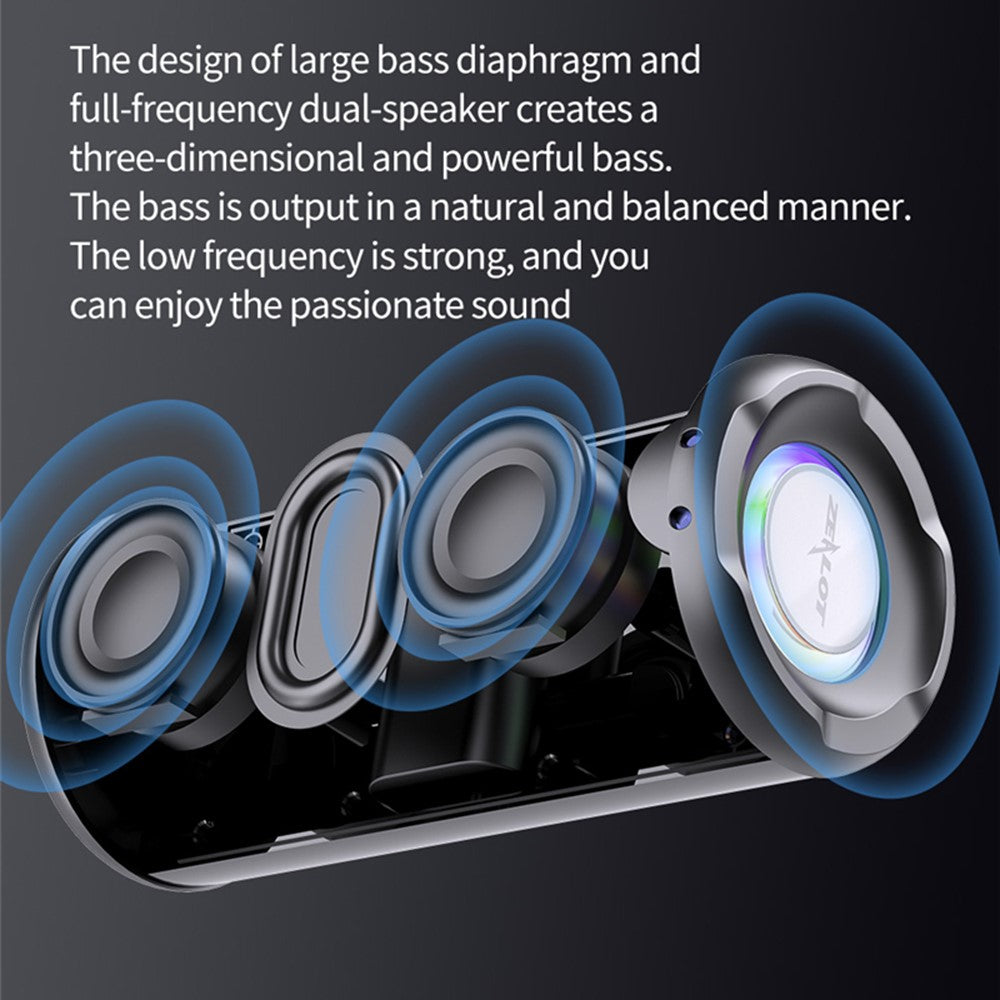 ZEALOT S46 Wireless Bluetooth-compatible Speaker Outdoor IPX5 Waterproof Subwoofer Support AUX/TF Card/U Disk