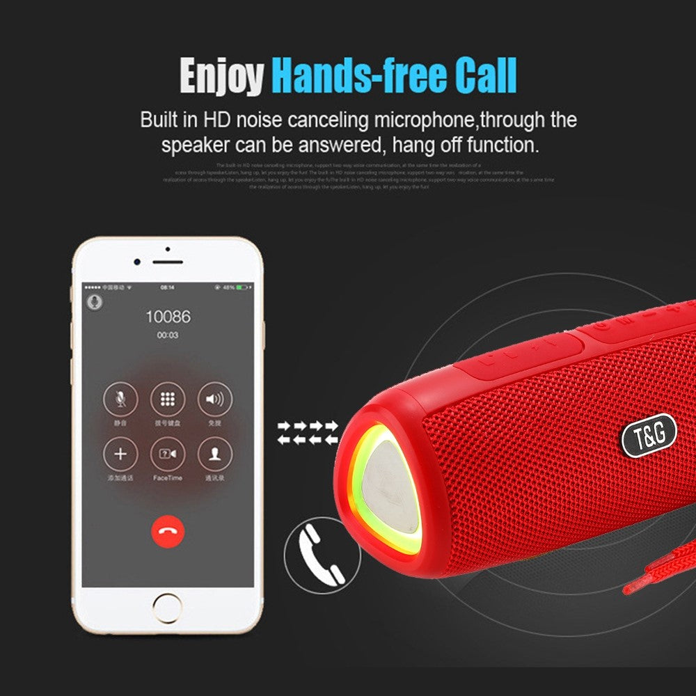 T&G TG344 Portable Bluetooth-compatible Speaker with LED Light TWS Soundbar Wireless Hi-Fi Audio System Subwoofer