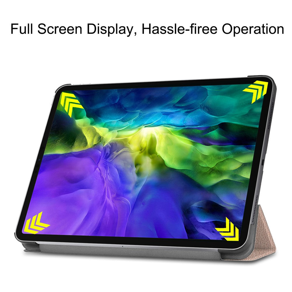 PU Leather Stable Tri-Fold Stand Cover Hard Back Shell with Auto Sleep / Wake for iPad Pro 11-inch (2022) / (2021) / (2020) / (2018)