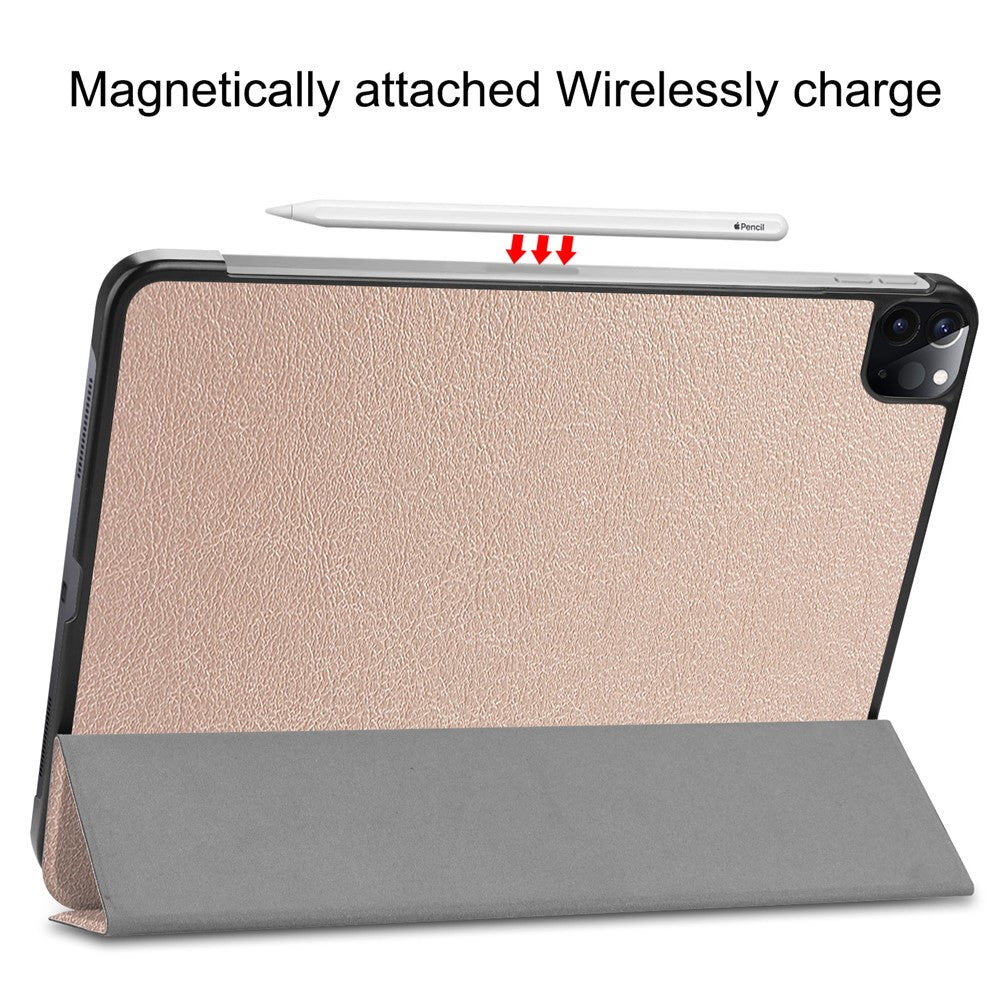 PU Leather Stable Tri-Fold Stand Cover Hard Back Shell with Auto Sleep / Wake for iPad Pro 11-inch (2022) / (2021) / (2020) / (2018)