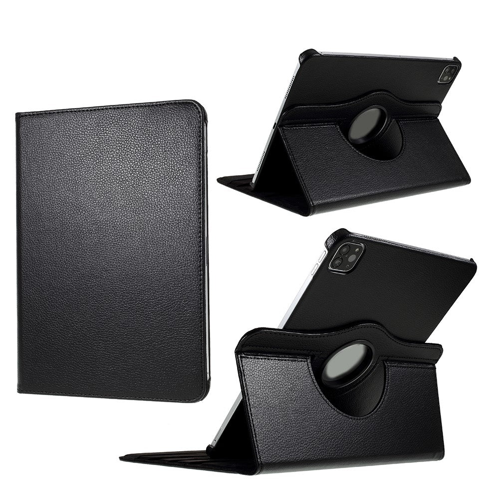 Litchi Skin Leather Case Cover with 360 Rotating Stand for iPad Pro 12.9 (2022) (2021) (2020) (2018)