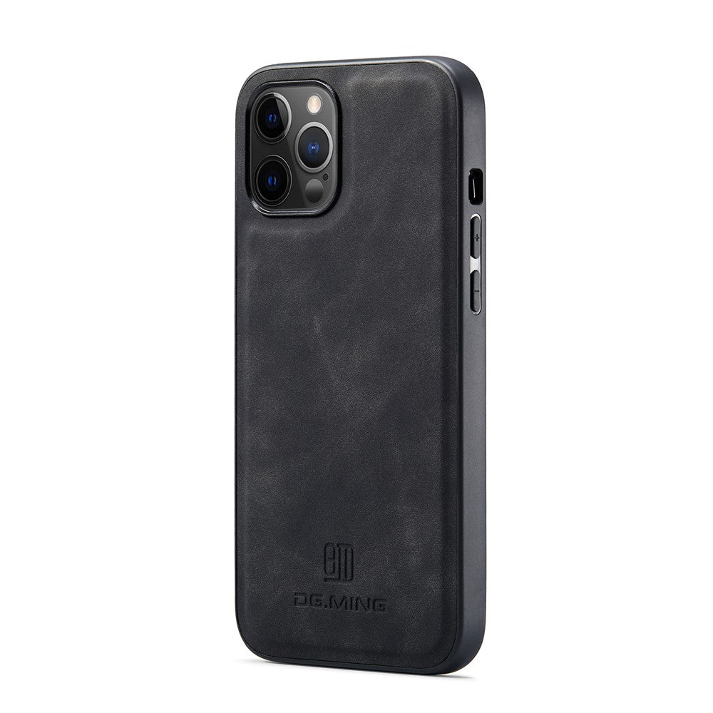 DG.MING M2 Series PU Leather Magnetic Tri-fold Wallet Phone Case with Kickstand for iPhone 12 / 12 Pro