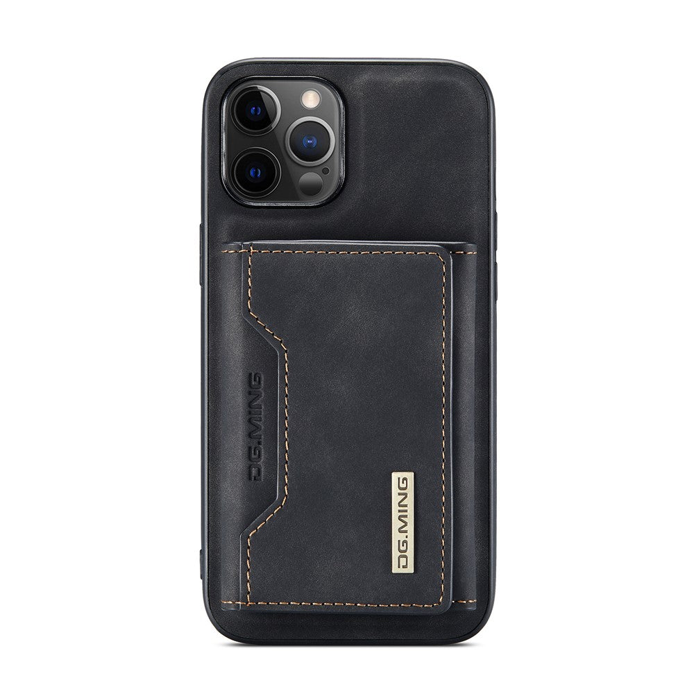 DG.MING M2 Series Kickstand Design Magnetic Tri-fold Wallet Leather Phone Case Shell for iPhone 12 Pro Max 6.7 inch