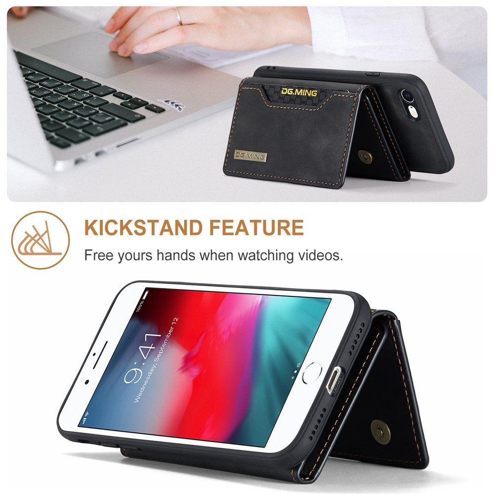DG.MING M2 Series Multi-Function Magnetic Detachable Wallet Kickstand Flip Hybrid Case Cover for iPhone 7 4.7 inch/8 4.7 inch/SE (2020)/SE (2022)