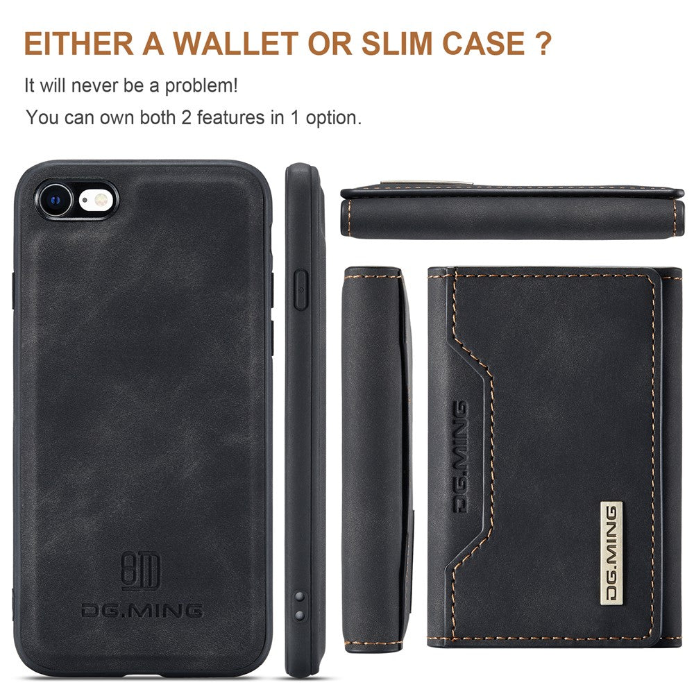 DG.MING M2 Series Multi-Function Magnetic Detachable Wallet Kickstand Flip Hybrid Case Cover for iPhone 7 4.7 inch/8 4.7 inch/SE (2020)/SE (2022)