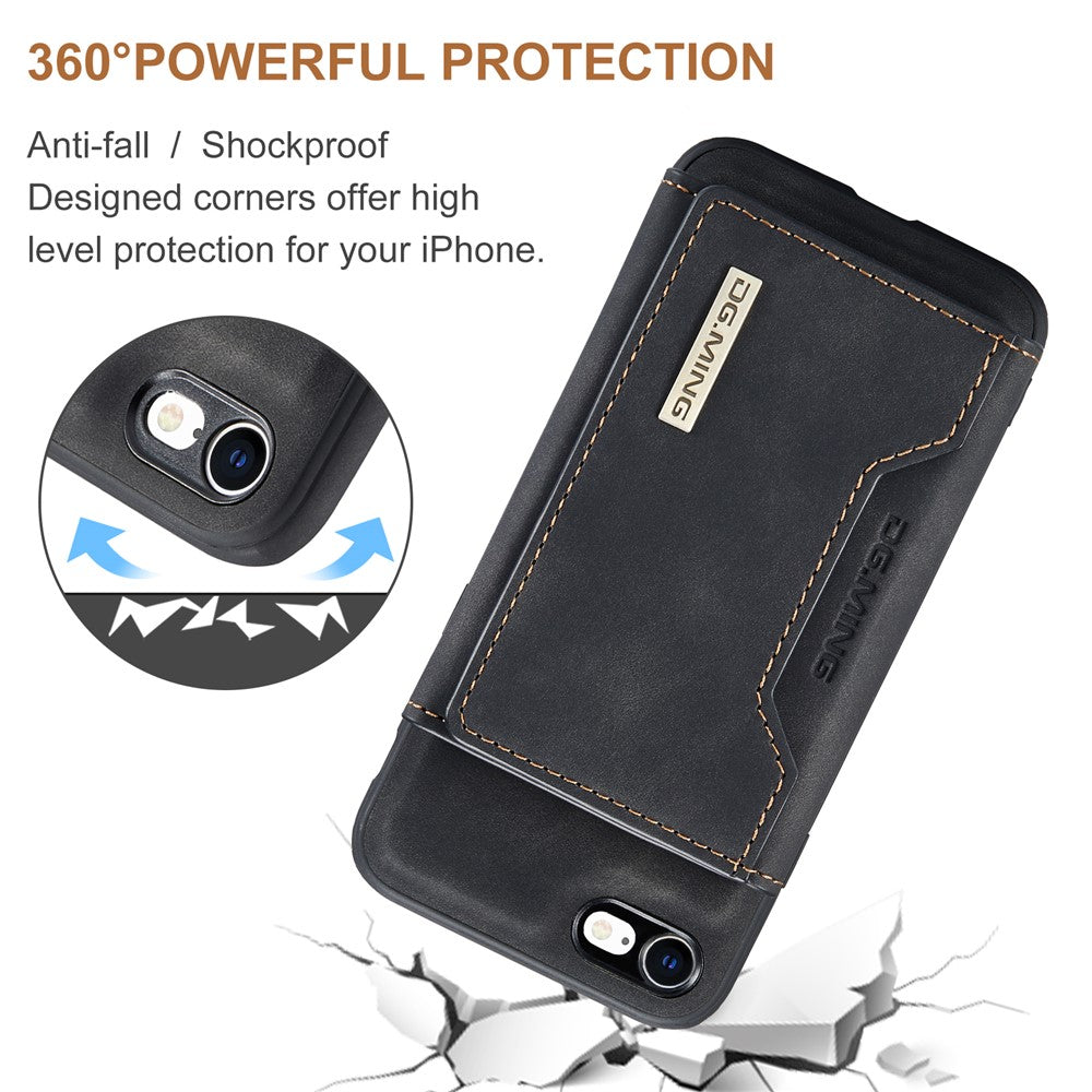 DG.MING M2 Series Multi-Function Magnetic Detachable Wallet Kickstand Flip Hybrid Case Cover for iPhone 7 4.7 inch/8 4.7 inch/SE (2020)/SE (2022)