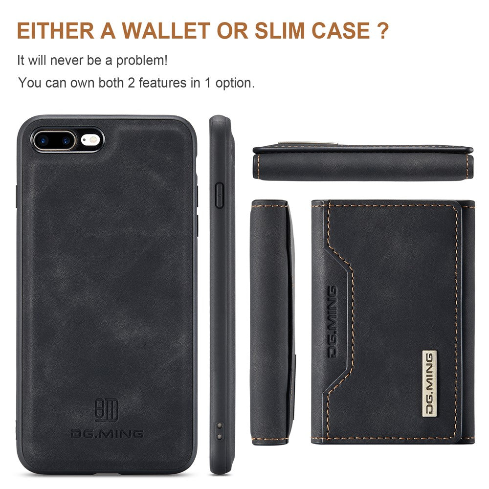 DG.MING M2 Series Detachable Wallet Leather Case Kickstand Magnetic Cover Compatible with Wireless Charging for iPhone 7 Plus 5.5 inch / 8 Plus 5.5 inch