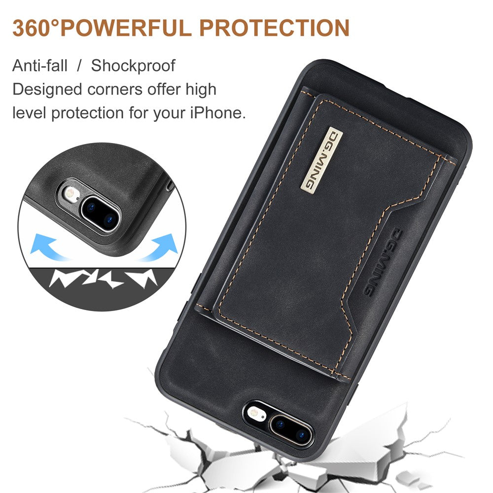DG.MING M2 Series Detachable Wallet Leather Case Kickstand Magnetic Cover Compatible with Wireless Charging for iPhone 7 Plus 5.5 inch / 8 Plus 5.5 inch