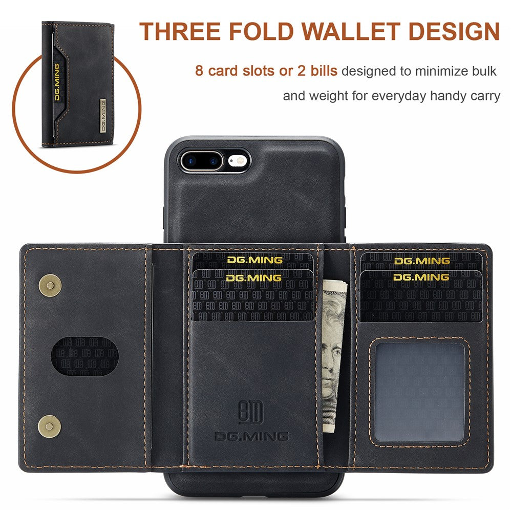 DG.MING M2 Series Detachable Wallet Leather Case Kickstand Magnetic Cover Compatible with Wireless Charging for iPhone 7 Plus 5.5 inch / 8 Plus 5.5 inch