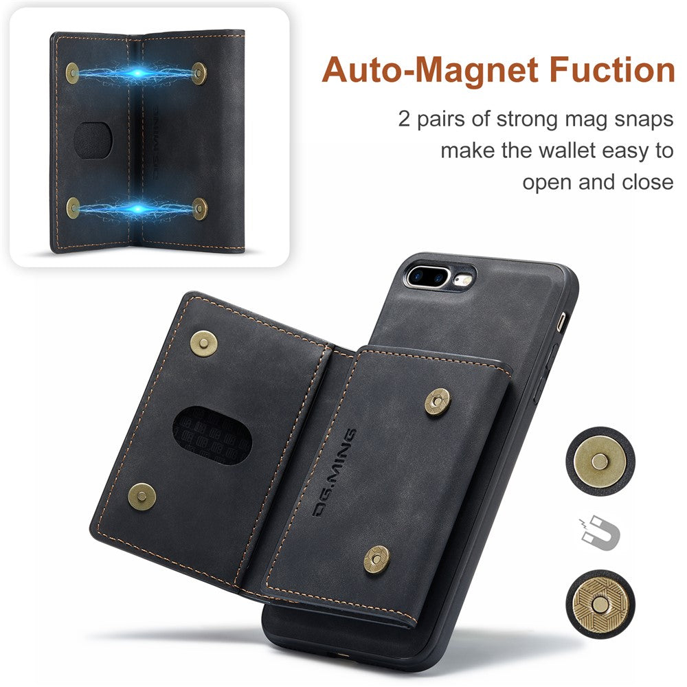 DG.MING M2 Series Detachable Wallet Leather Case Kickstand Magnetic Cover Compatible with Wireless Charging for iPhone 7 Plus 5.5 inch / 8 Plus 5.5 inch