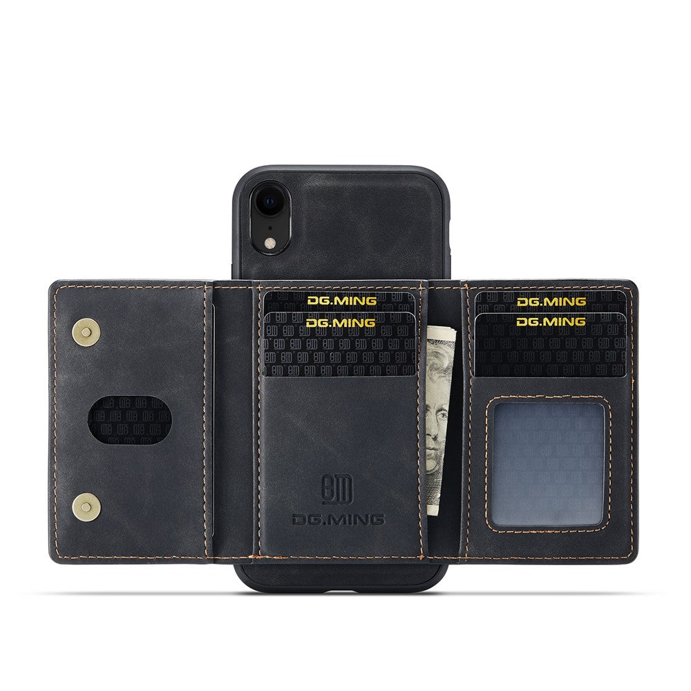 DG.MING M2 Series Detachable 2 in 1 Magnetic Wallet Design Phone Hybrid Case Shell with Kickstand for iPhone XR 6.1 inch