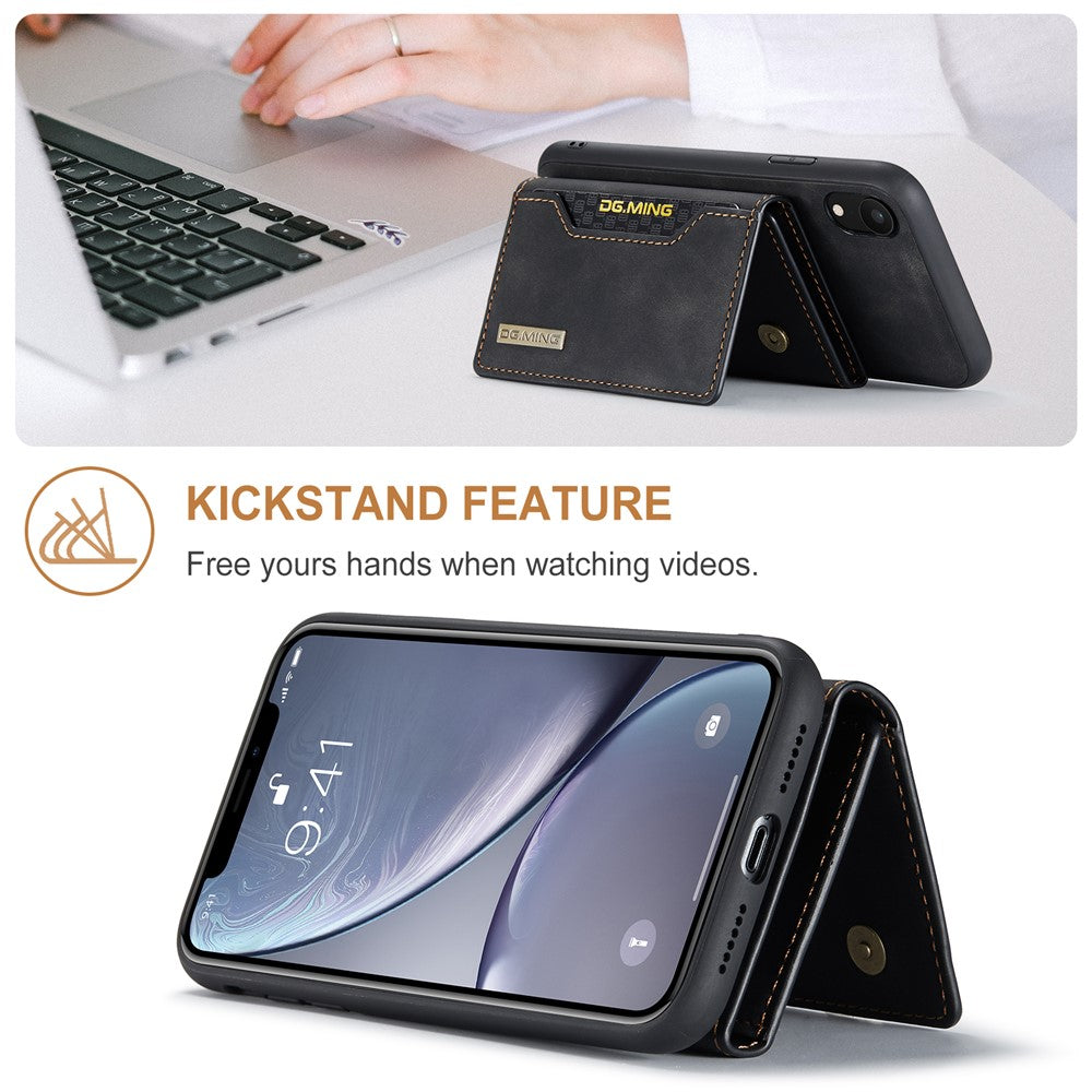 DG.MING M2 Series Detachable 2 in 1 Magnetic Wallet Design Phone Hybrid Case Shell with Kickstand for iPhone XR 6.1 inch