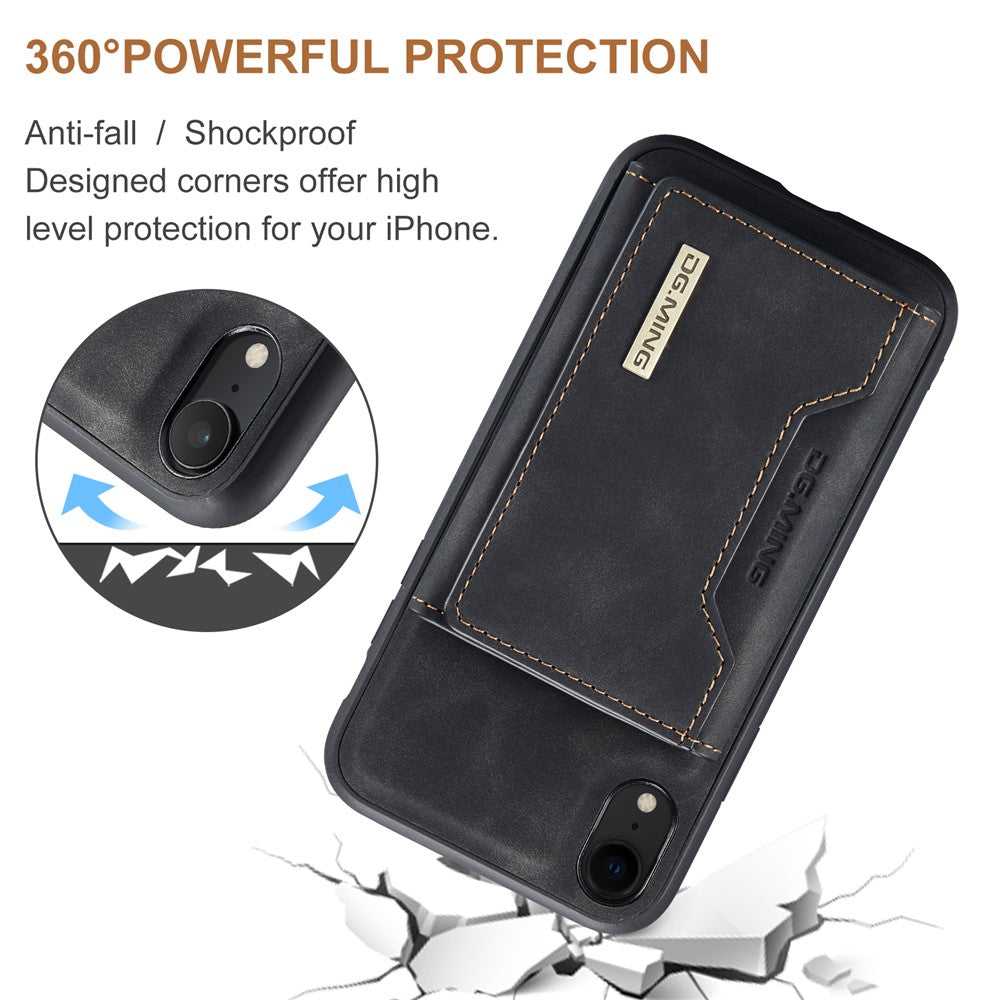 DG.MING M2 Series Detachable 2 in 1 Magnetic Wallet Design Phone Hybrid Case Shell with Kickstand for iPhone XR 6.1 inch