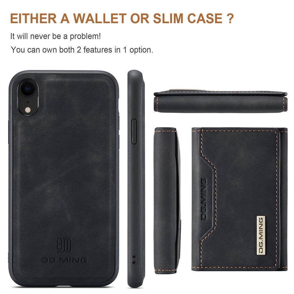 DG.MING M2 Series Detachable 2 in 1 Magnetic Wallet Design Phone Hybrid Case Shell with Kickstand for iPhone XR 6.1 inch