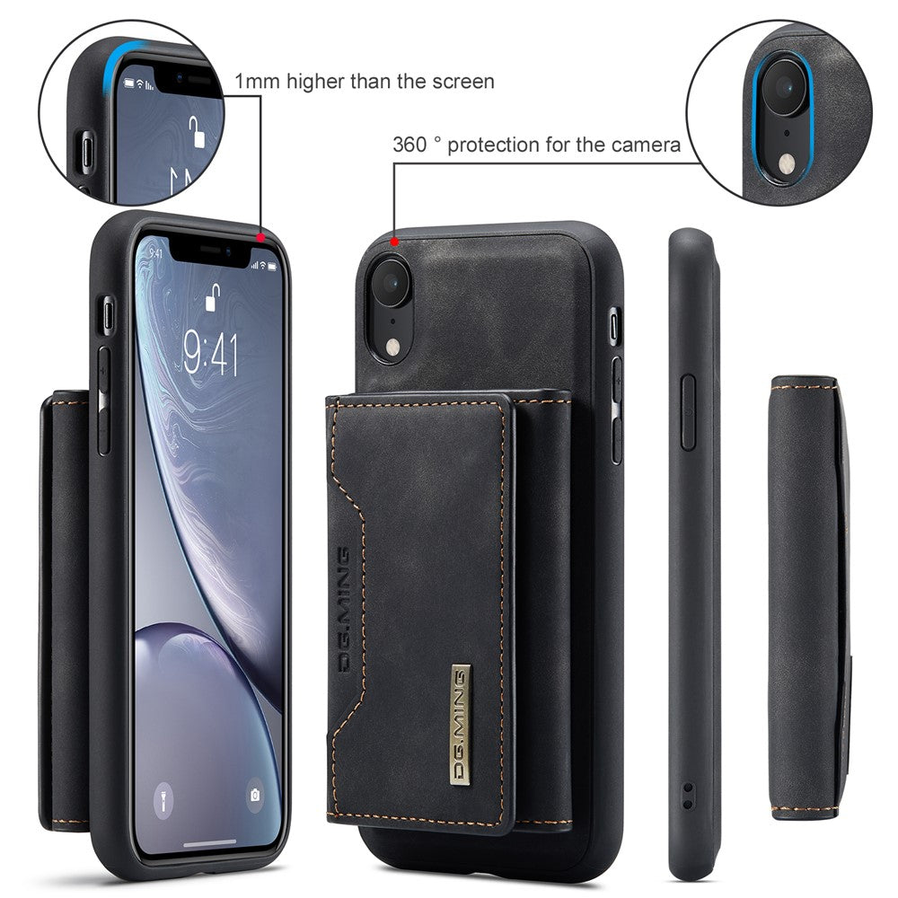 DG.MING M2 Series Detachable 2 in 1 Magnetic Wallet Design Phone Hybrid Case Shell with Kickstand for iPhone XR 6.1 inch