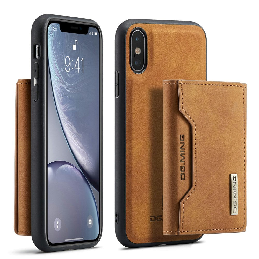 DG.MING M2 Series Magnetic Shockproof Wallet Design Leather Coated Hybrid Case with Kickstand for iPhone XS Max 6.5 inch