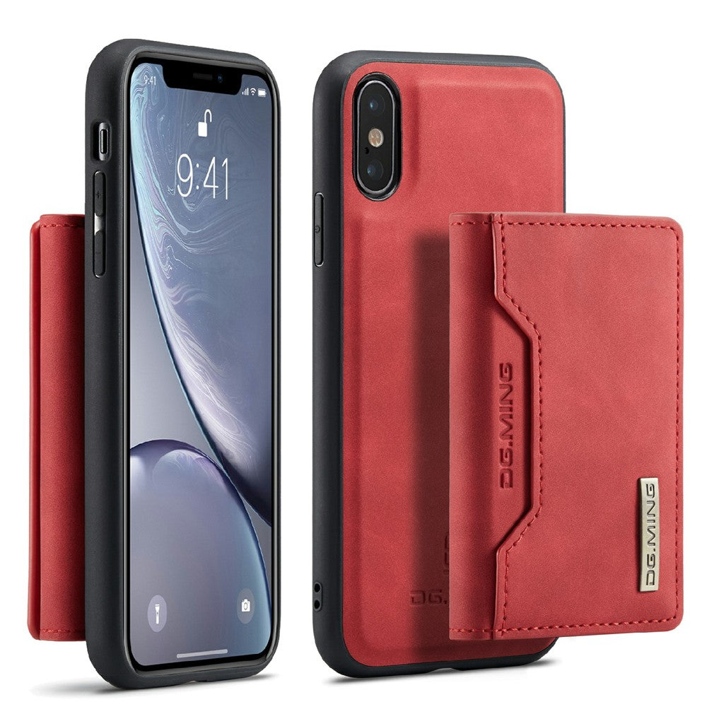 DG.MING M2 Series Magnetic Shockproof Wallet Design Leather Coated Hybrid Case with Kickstand for iPhone XS Max 6.5 inch