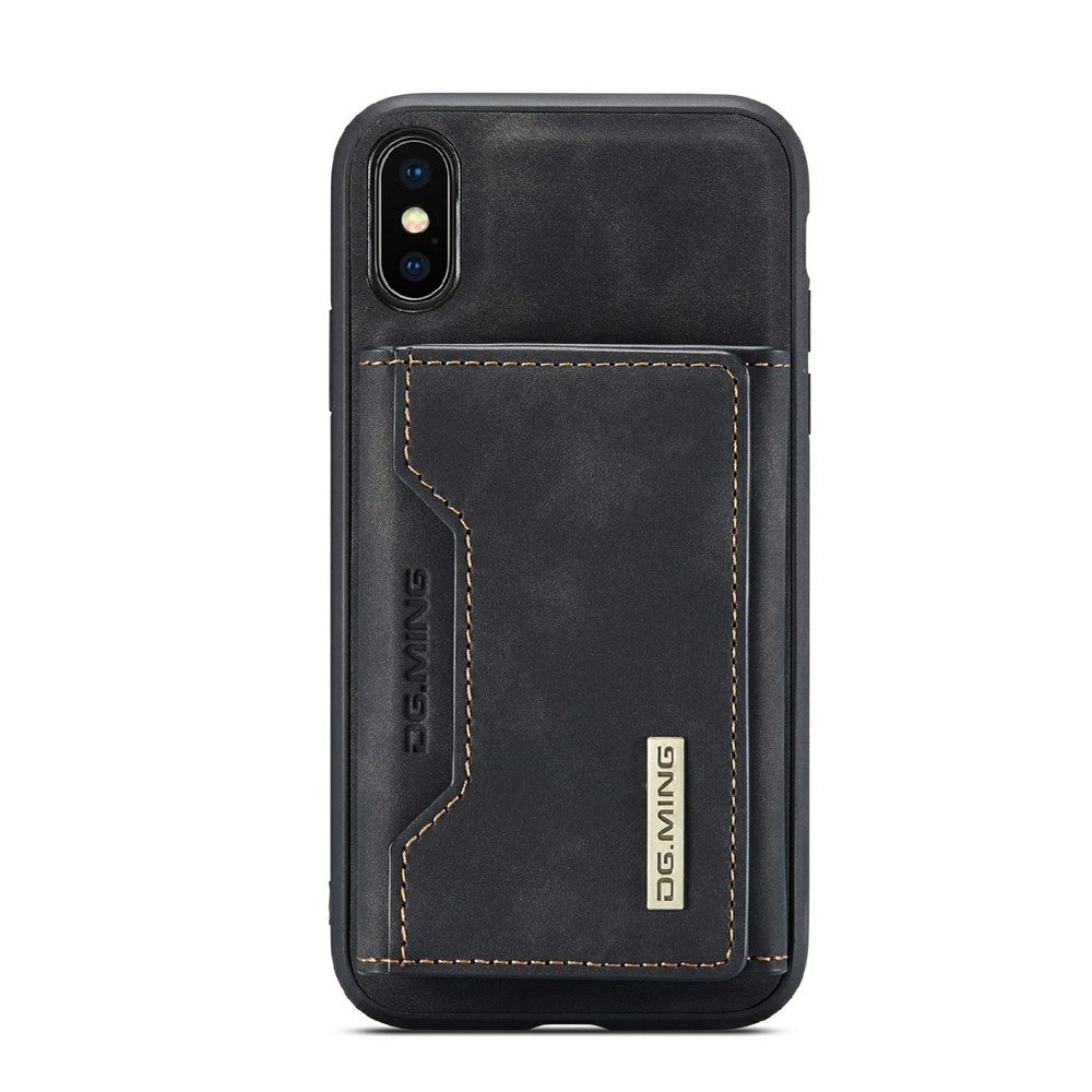 DG.MING M2 Series Magnetic Shockproof Wallet Design Leather Coated Hybrid Case with Kickstand for iPhone XS Max 6.5 inch