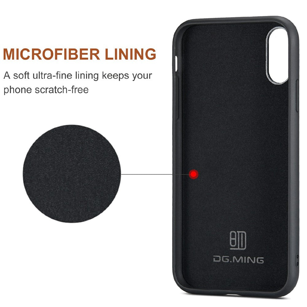 DG.MING M2 Series Magnetic Shockproof Wallet Design Leather Coated Hybrid Case with Kickstand for iPhone XS Max 6.5 inch