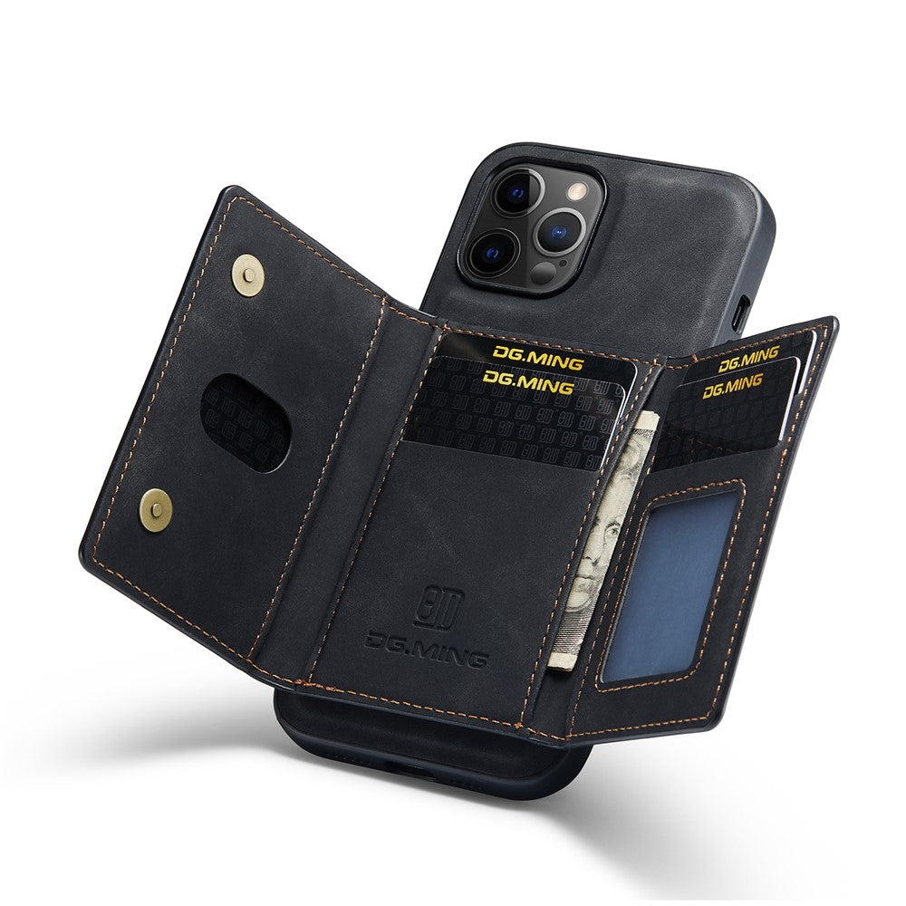 DG.MING M2 Series Enhanced Four Corners Magnetic Detachable 8 Card Slots Design Wireless Charging Hybrid Kickstand Case for iPhone 13 Pro Max 6.7 inch