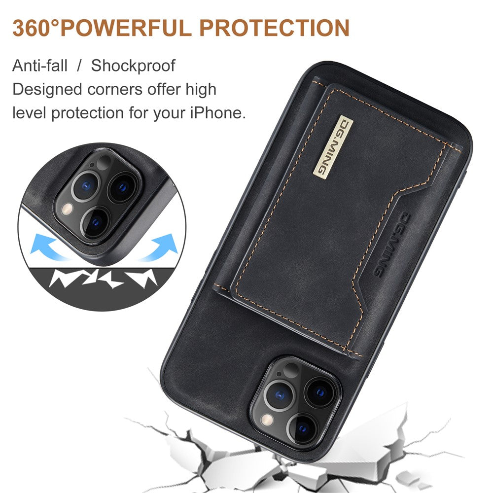 DG.MING M2 Series Magnetic Detachable 8 Card Slots Design Wireless Charging Hybrid Kickstand Case for iPhone 13 6.1 inch