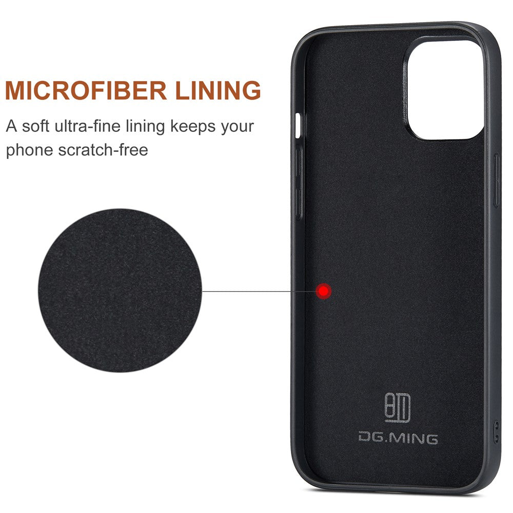 DG.MING M2 Series Magnetic Detachable 2-in-1Tri-Fold Wallet Wireless Charging Hybrid Kickstand Case for iPhone 13 Pro 6.1 inch