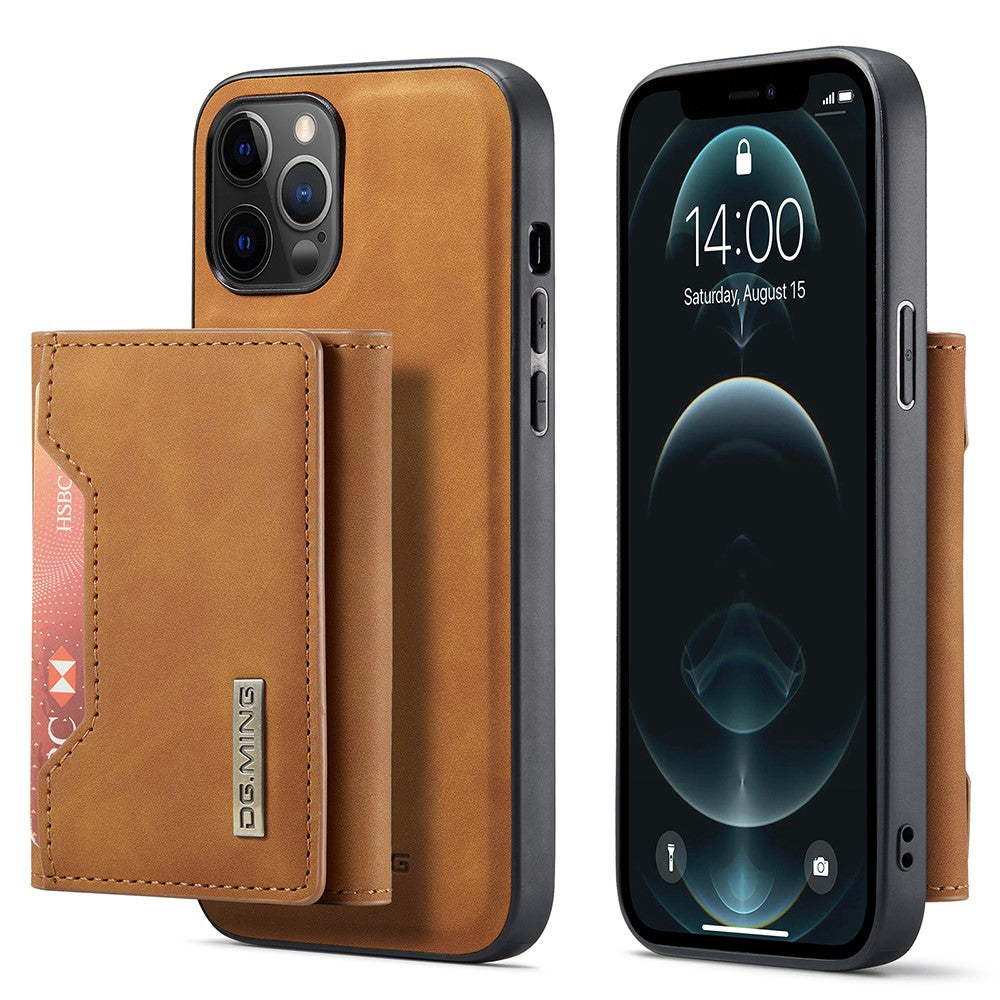 DG.MING M2 Series Magnetic Detachable 2-in-1Tri-Fold Wallet Wireless Charging Hybrid Kickstand Case for iPhone 13 Pro 6.1 inch