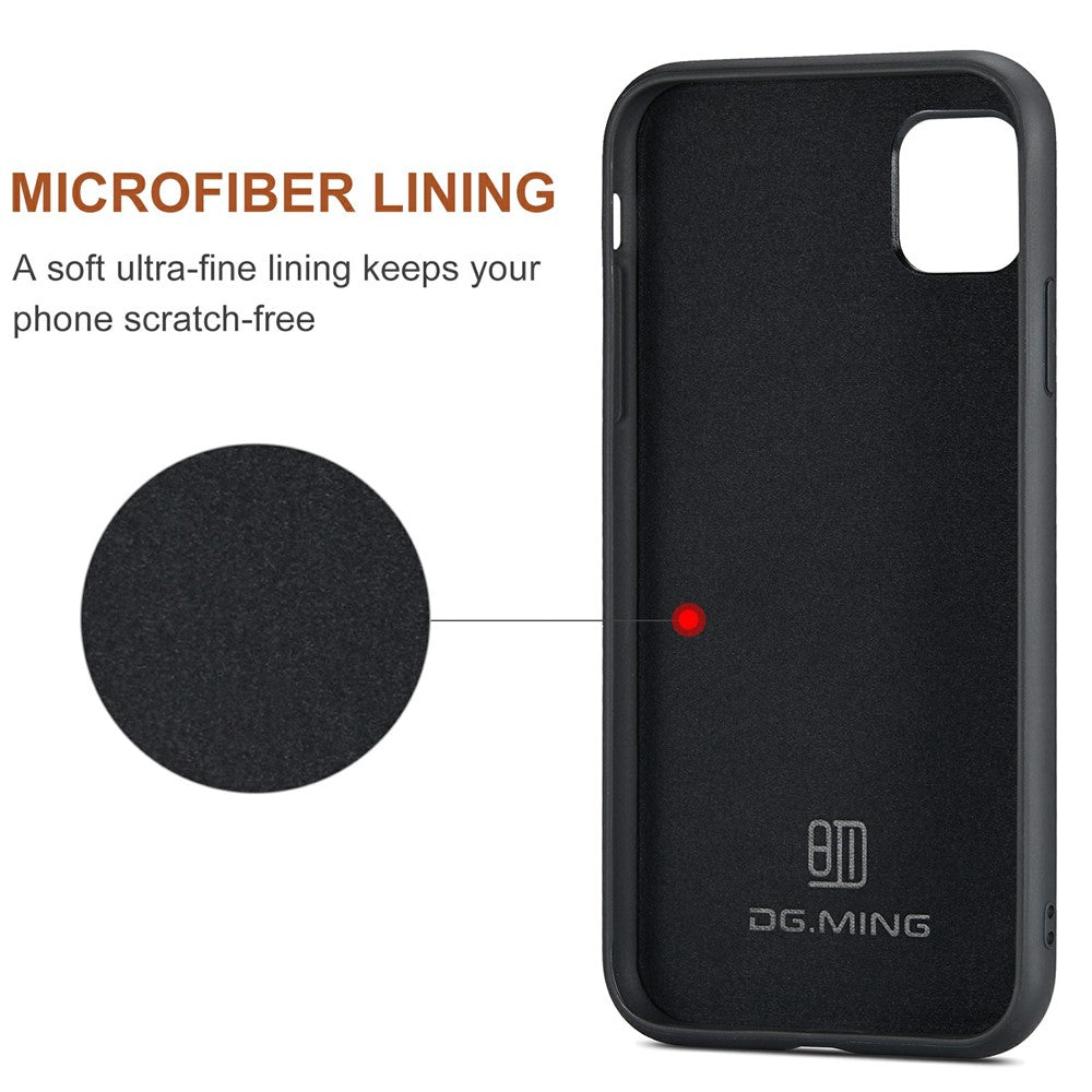 DG.MING M2 Series Detachable Wallet 2-in-1 Wireless Charging Hybrid Phone Cover Shell with Horizontal-Viewing Kickstand for iPhone 11 6.1 inch