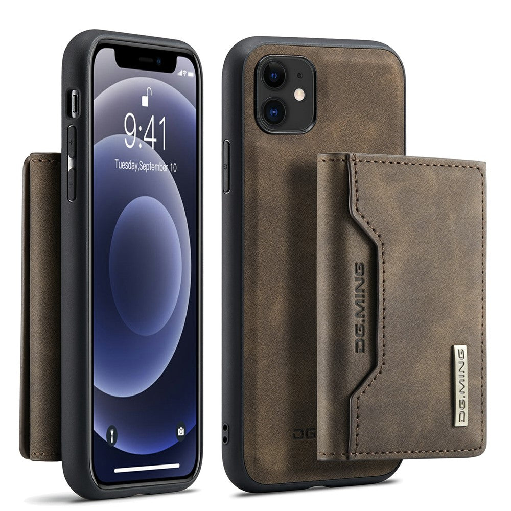 DG.MING M2 Series Detachable Wallet 2-in-1 Wireless Charging Hybrid Phone Cover Shell with Horizontal-Viewing Kickstand for iPhone 11 6.1 inch