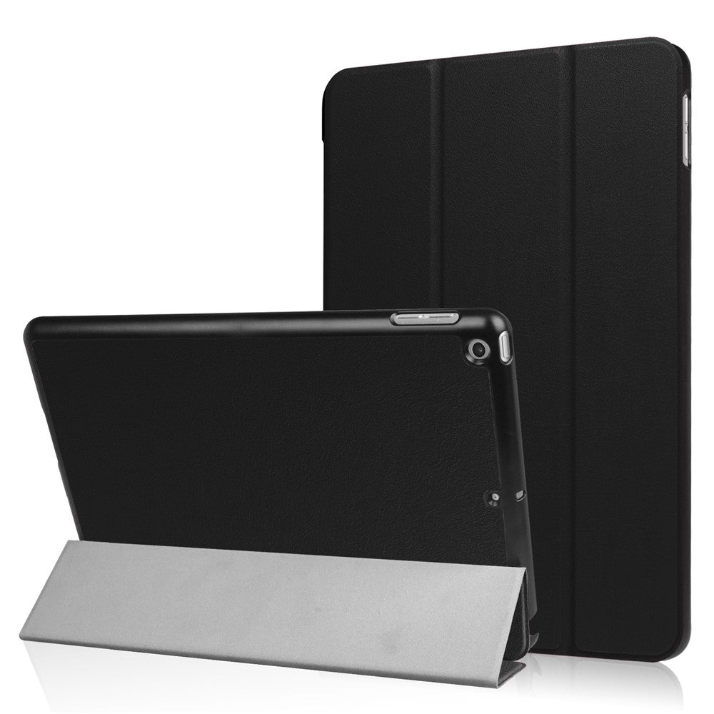For iPad 9.7 (2018) / 9.7 (2017) Tri-Fold Stand Lightweight Full Protection Smart Leather Tablet Case Cover