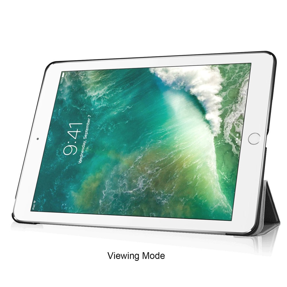 For iPad 9.7 (2018) / 9.7 (2017) Tri-Fold Stand Lightweight Full Protection Smart Leather Tablet Case Cover