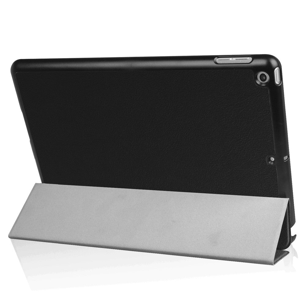 For iPad 9.7 (2018) / 9.7 (2017) Tri-Fold Stand Lightweight Full Protection Smart Leather Tablet Case Cover