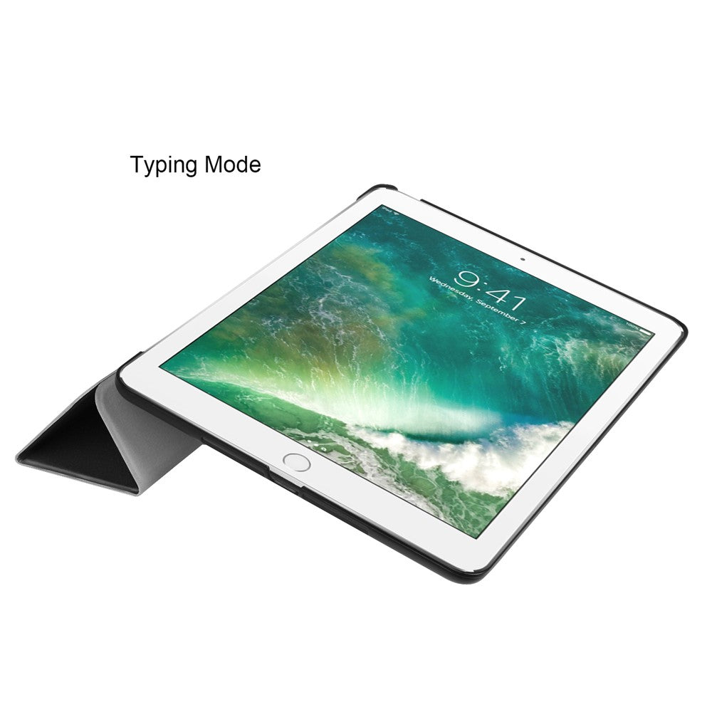 For iPad 9.7 (2018) / 9.7 (2017) Tri-Fold Stand Lightweight Full Protection Smart Leather Tablet Case Cover