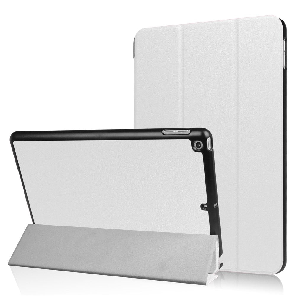 For iPad 9.7 (2018) / 9.7 (2017) Tri-Fold Stand Lightweight Full Protection Smart Leather Tablet Case Cover