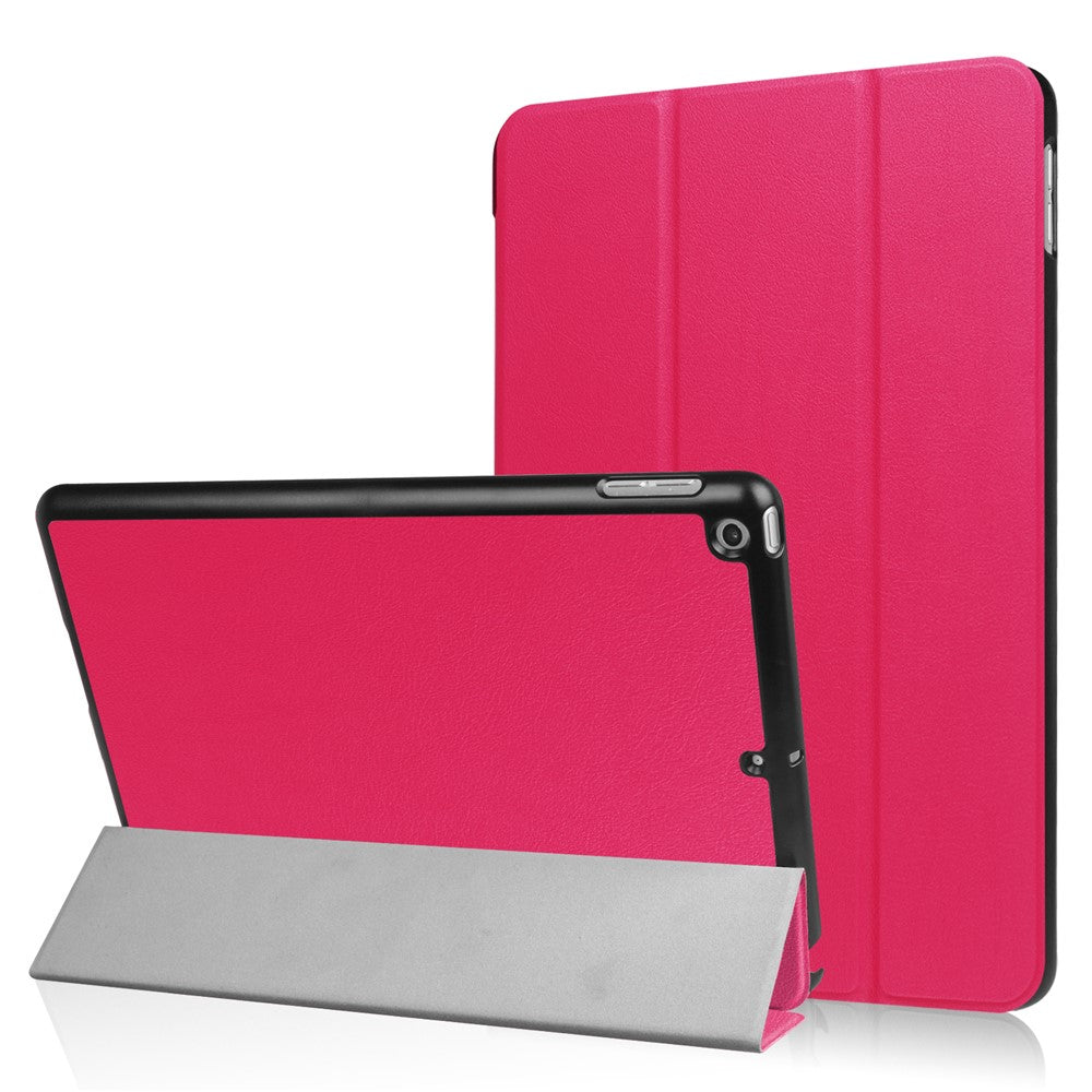 For iPad 9.7 (2018) / 9.7 (2017) Tri-Fold Stand Lightweight Full Protection Smart Leather Tablet Case Cover