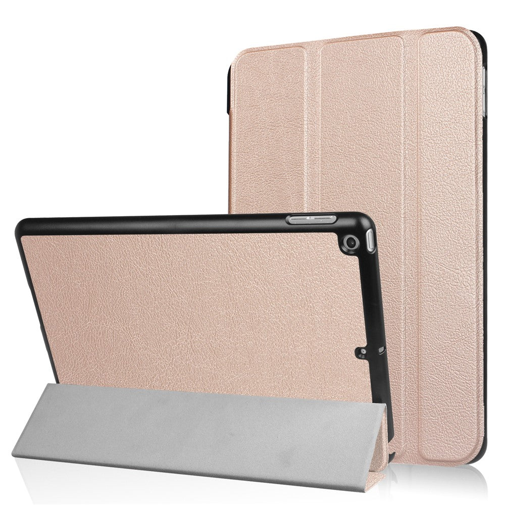 For iPad 9.7 (2018) / 9.7 (2017) Tri-Fold Stand Lightweight Full Protection Smart Leather Tablet Case Cover