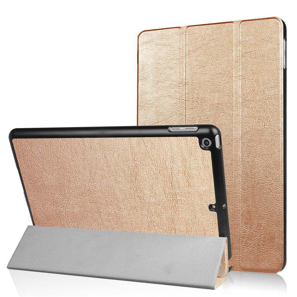 For iPad 9.7 (2018) / 9.7 (2017) Tri-Fold Stand Lightweight Full Protection Smart Leather Tablet Case Cover