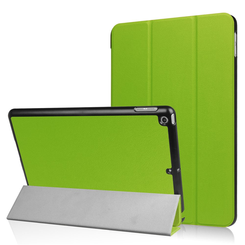 For iPad 9.7 (2018) / 9.7 (2017) Tri-Fold Stand Lightweight Full Protection Smart Leather Tablet Case Cover
