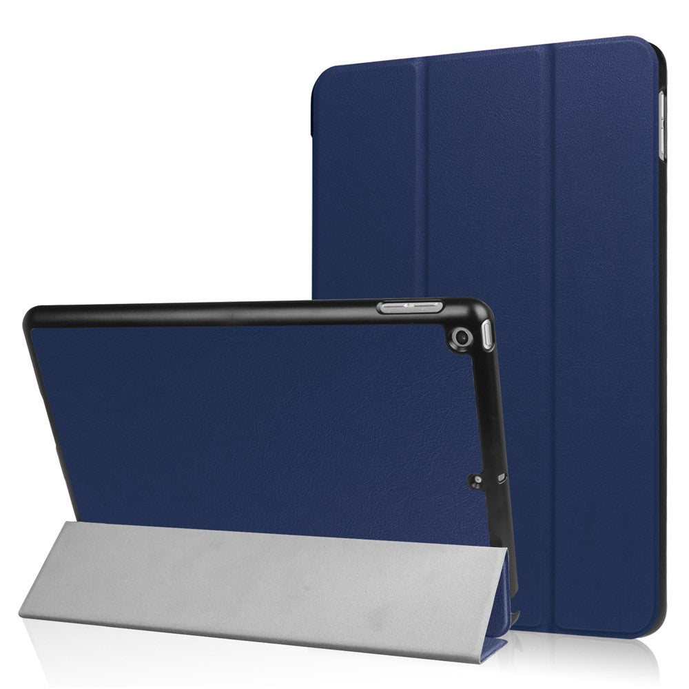 For iPad 9.7 (2018) / 9.7 (2017) Tri-Fold Stand Lightweight Full Protection Smart Leather Tablet Case Cover