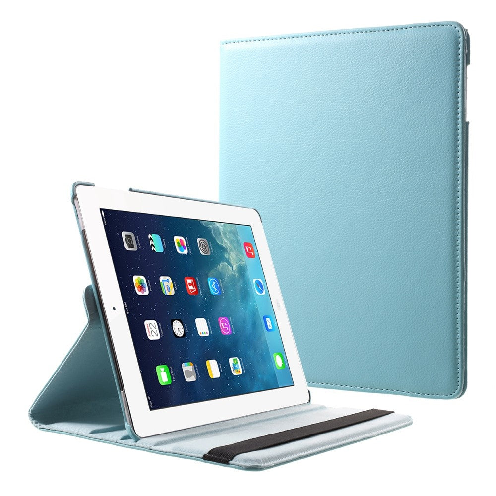 Litchi Skin PU Leather 360 Degree Rotary Stand Folio Case with Elastic Band for iPad 4 / 3 / 2