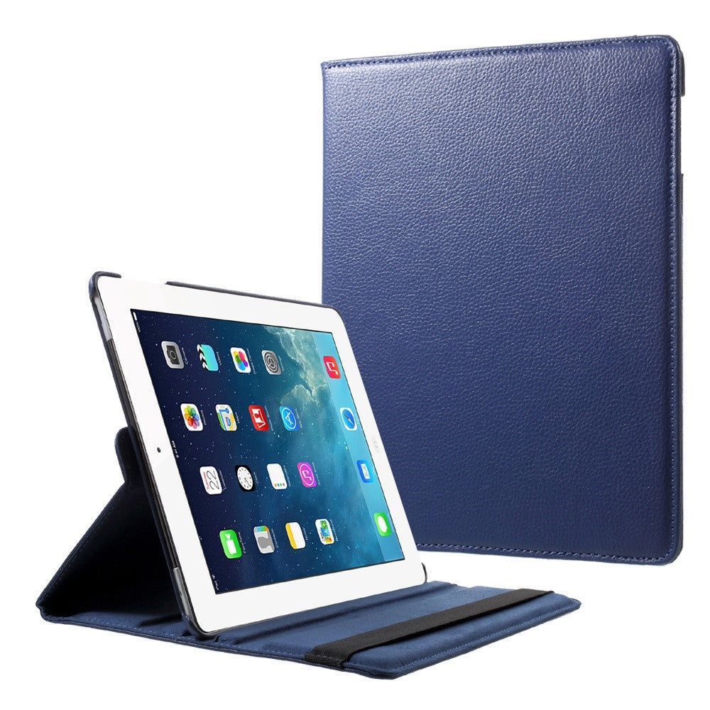 Litchi Skin PU Leather 360 Degree Rotary Stand Folio Case with Elastic Band for iPad 4 / 3 / 2