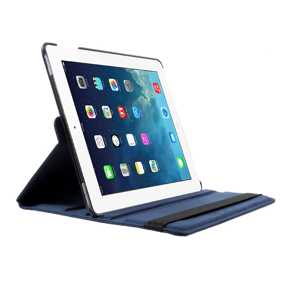 Litchi Skin PU Leather 360 Degree Rotary Stand Folio Case with Elastic Band for iPad 4 / 3 / 2