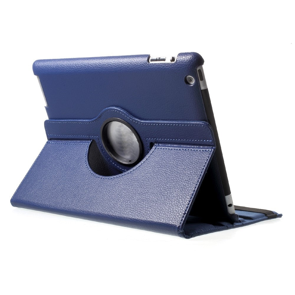 Litchi Skin PU Leather 360 Degree Rotary Stand Folio Case with Elastic Band for iPad 4 / 3 / 2
