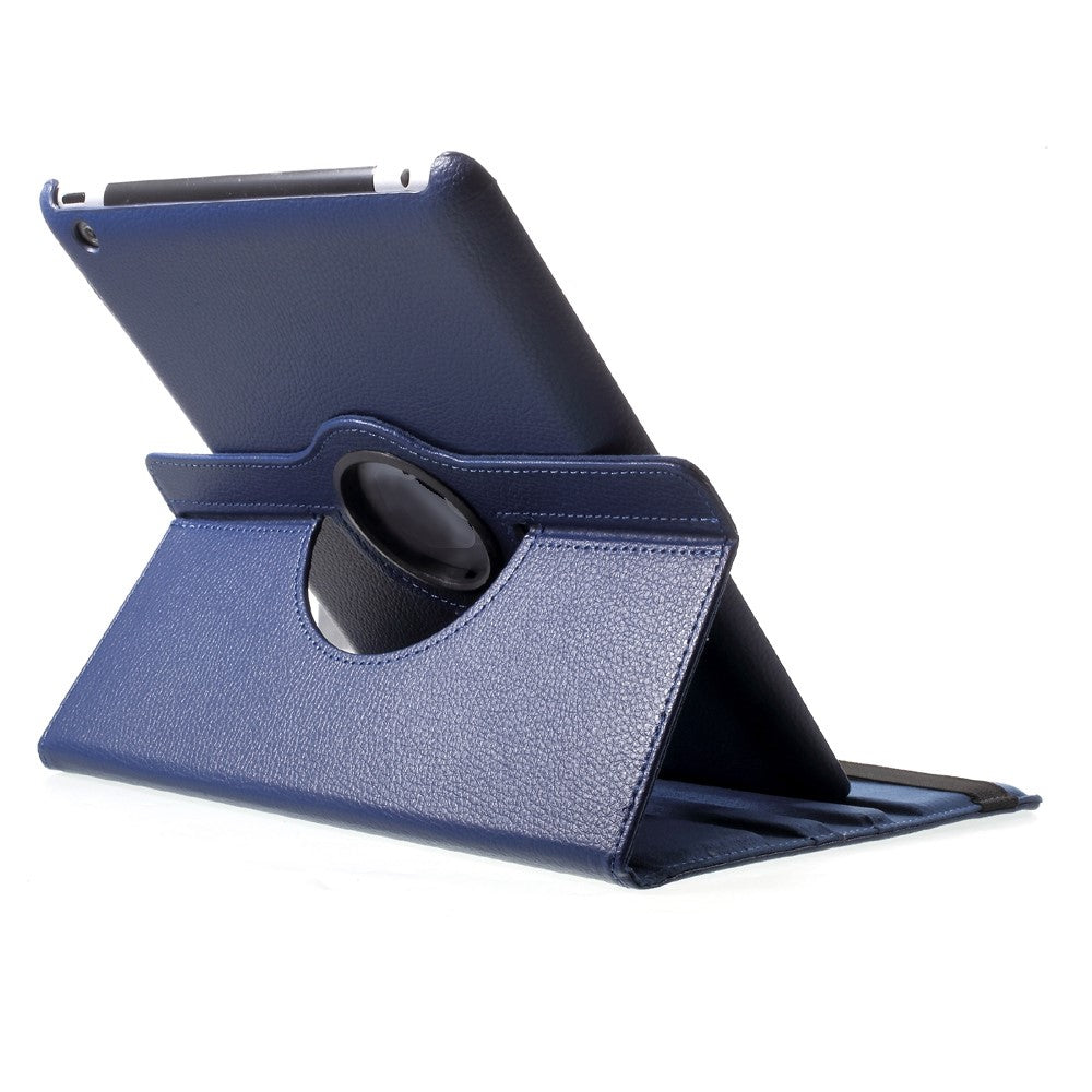 Litchi Skin PU Leather 360 Degree Rotary Stand Folio Case with Elastic Band for iPad 4 / 3 / 2