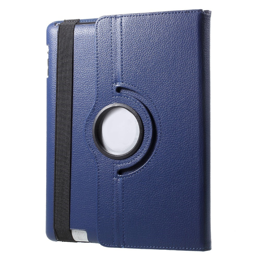 Litchi Skin PU Leather 360 Degree Rotary Stand Folio Case with Elastic Band for iPad 4 / 3 / 2