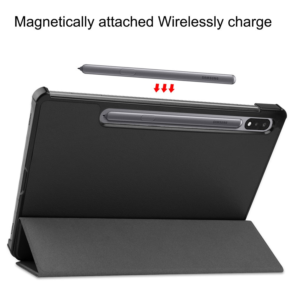 Ultra Slim Tri-fold Stand PU Leather Hard Shell Folio Tablet Case for Samsung Galaxy Tab S7 T870 / S8