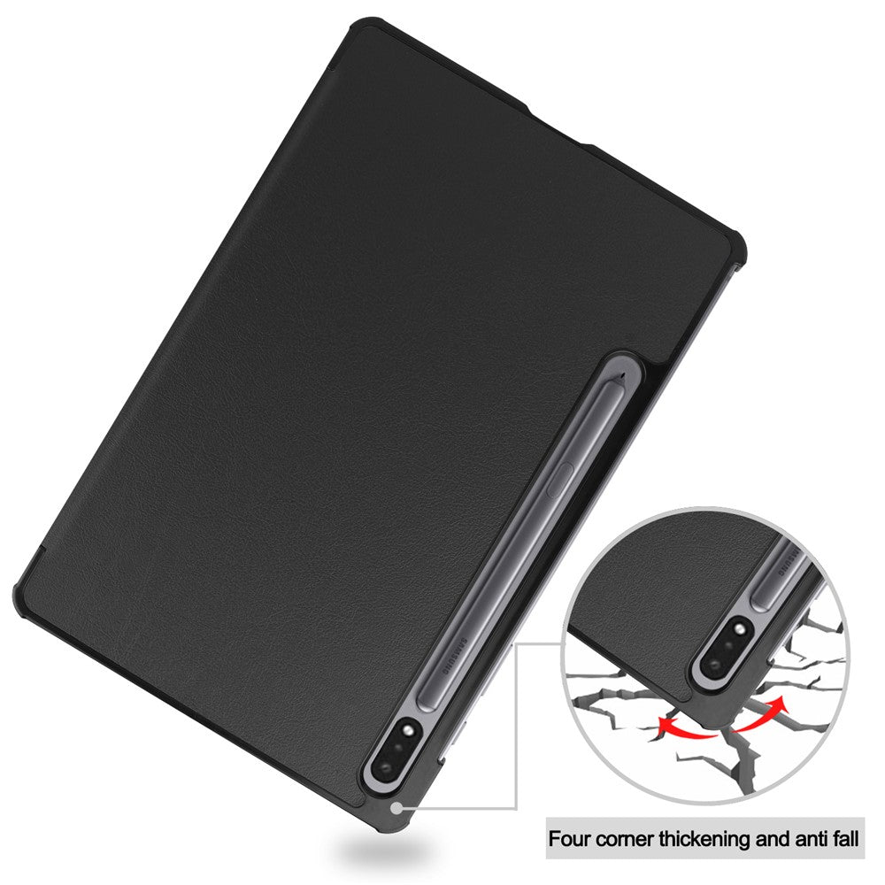 Ultra Slim Tri-fold Stand PU Leather Hard Shell Folio Tablet Case for Samsung Galaxy Tab S7 T870 / S8