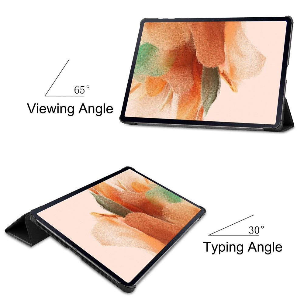 Full Protection Stable Tri-fold Stand Stand Design Leather Case for Samsung Galaxy Tab S7 FE SM-T730/SM-T736